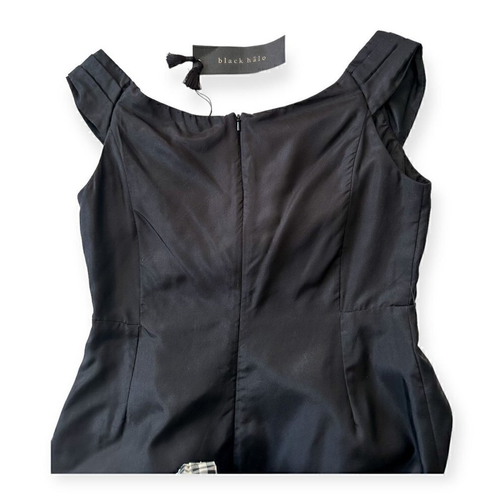 New with Tags,‎ Black Halo Silk Sleeveless Pleated Sheath Dress, Size 8, Black - Picture 12 of 15